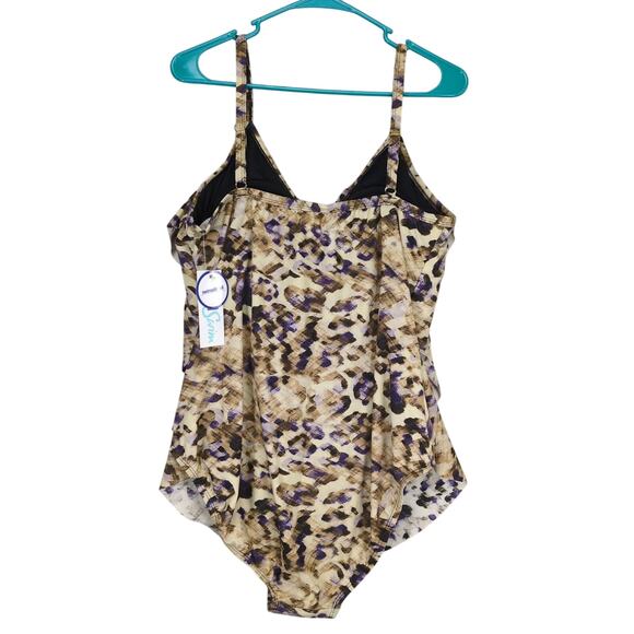 NWT Swimsuits For All Women's Plus 18 Tiered Frill One-Piece Bathing Swim Suit - Picture 3 of 6